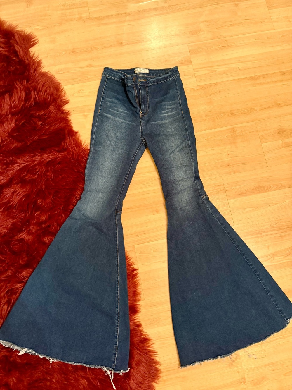 Free People Dark Blue High-Waist Flared Women Jeans